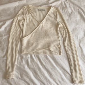 Abercrombie & Fitch ribbed long sleeve wrap top